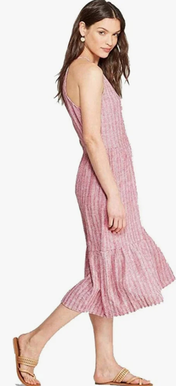 Universal Thread Red Striped Sleeveless V-Neck Midi Dress Size Women's XXL